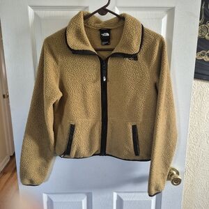 The North Face Camel Fleece Jacket with Black Trim
